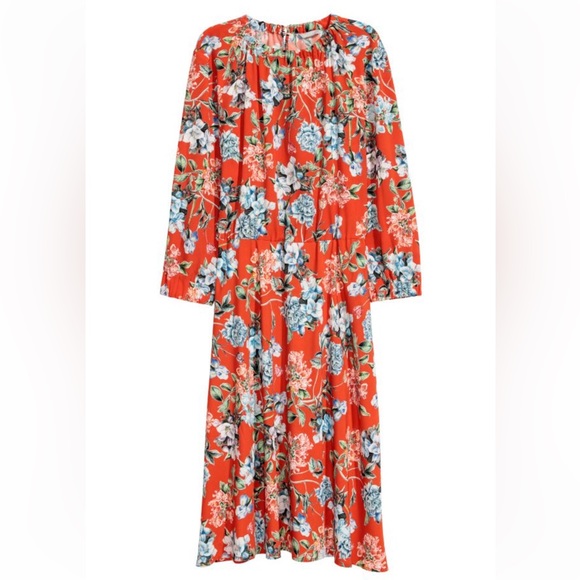 H&M Size 6 Red Flora Crepe Dress - Picture 3 of 11